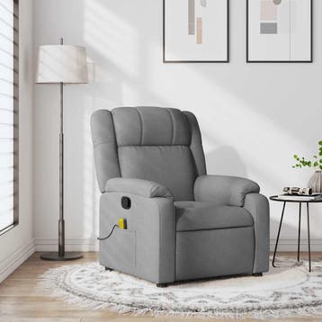 vidaXL Massagestoel met lichtgrijze stof, Maison & Meubles, Fauteuils, Verzenden