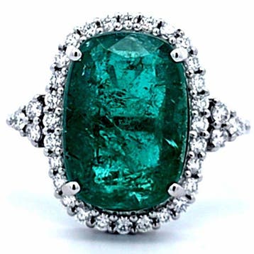 Ring Platina - 5.14ct. tw. Smaragd - Diamant - Smaragdgroene, Nieuw