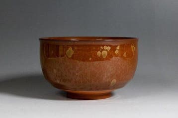 Gouden kristallen chawan met roodbruine glazuur - Keramiek -