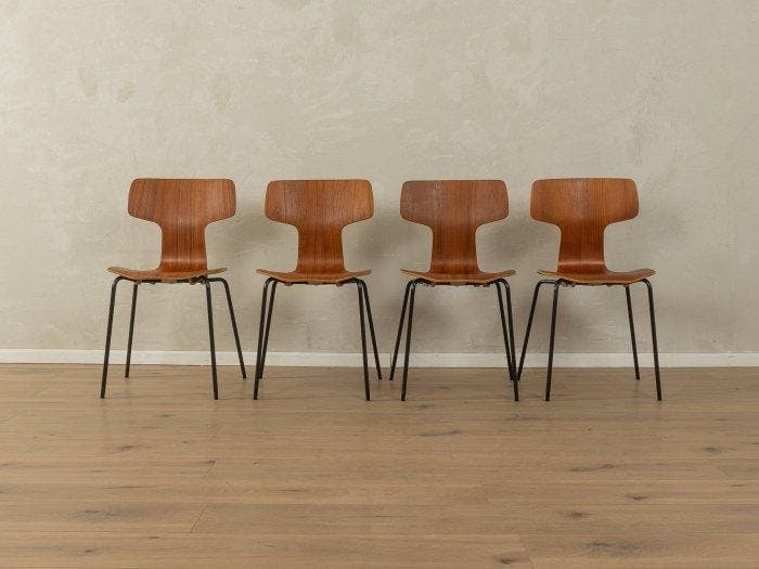 Fritz Hansen - Arne Jacobsen - Chaise (4) - Contreplaqué,, Antiquités & Art, Antiquités | Meubles | Chaises & Canapés