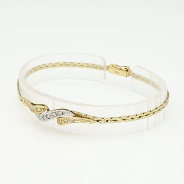 Armband - 14 karaat Geel goud, Witgoud Diamant (Natuurlijk), Handtassen en Accessoires, Armbanden, Nieuw
