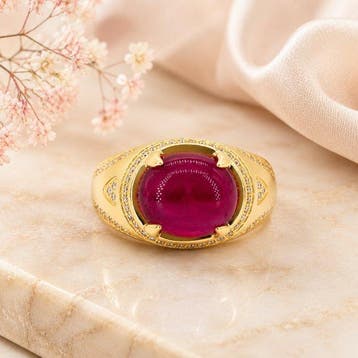 Zonder minimumprijs - Ring Verguld Robijn - Diamant - 18k, Nieuw