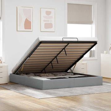 vidaXL Bedframe zonder matras 200x200 cm stof lichtgrijs, Verzenden, Nieuw