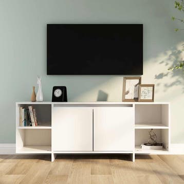 vidaXL Tv-meubel 130x35x50 cm bewerkt hout wit, Verzenden, Nieuw