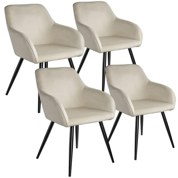 tectake Eetkamerstoel Marilyn fluweellook, zwarte stoelpoten, Huis en Inrichting, Stoelen, Verzenden