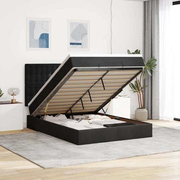 vidaXL Ottoman bed met matrassen 140x200cm fluweel zwart, Verzenden, Nieuw