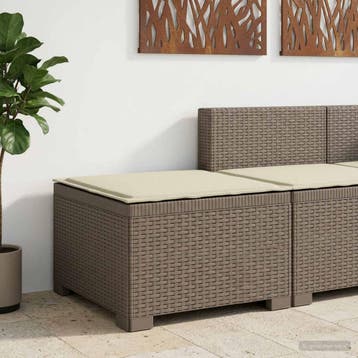 vidaXL Eén-zits Tuin Sofa met Kussen Rieten Look PP, Verzenden
