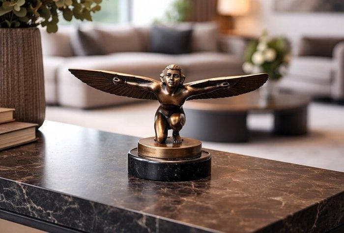 Figurine - car mascotte Icarus - Bronze, Antiek en Kunst, Kunst | Designobjecten
