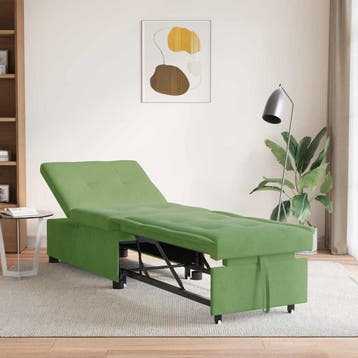 vidaXL Slaapbank / zetel Lichtgroen 194 x 67 x 82 cm Fluweel, Huis en Inrichting, Zetels | Zetels, Verzenden, Nieuw