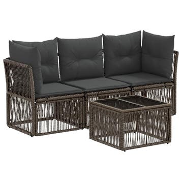 vidaXL Tuinbank Set 4 pcs Grijs poly rattan, Tuin en Terras, Tuinsets en Loungesets, Verzenden, Nieuw