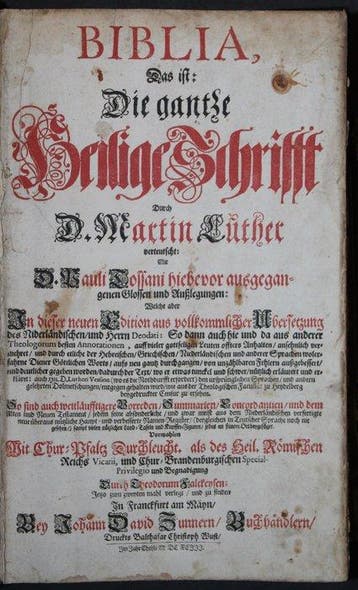 Biblia germanica.: Biblia, Das ist: Die gantze Heilige
