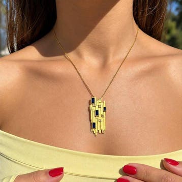Sans prix de réserve - Collier Plaqué or, Argent Spinelle -