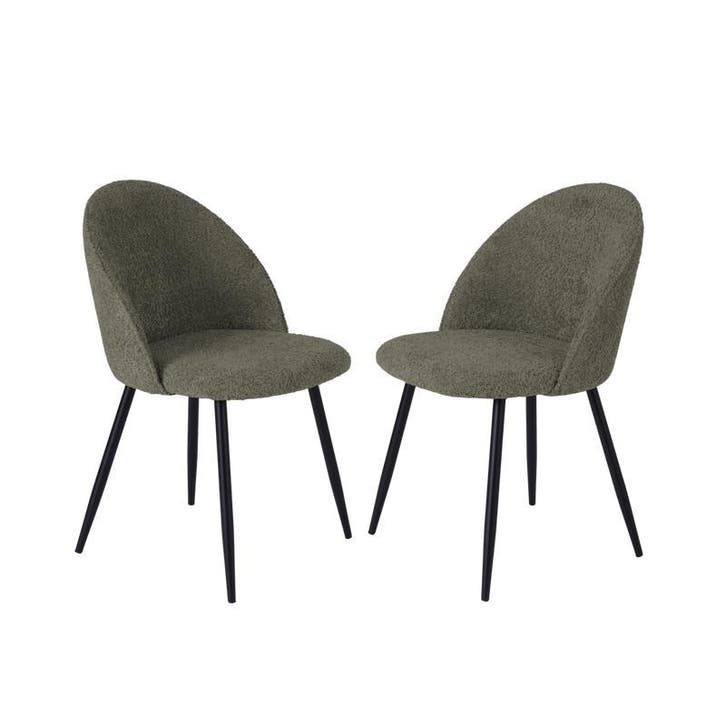 Lot de 2 chaises en bouclé - Olive Green - Hauteur dassise, Huis en Inrichting, Woonaccessoires | Overige, Verzenden