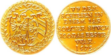 Duitsland, Nürnberg. Goldgulden 1579, Schießgoldgulden. Very