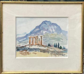 François-Martin Salvat (1892-1974) - Temple antique au pied, Antiquités & Art