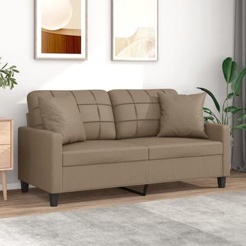 vidaXL Tweezitsbank / zetel met sierkussens 140 cm kunstleer, Verzenden, Nieuw