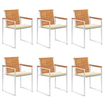 vidaXL Tuinstoelen 6 st met kussens massief acaciahout, Verzenden, Nieuw