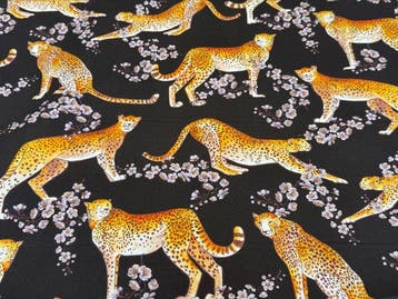 GCFabrics – Leopardi en Kersenbloesem – Exclusieve