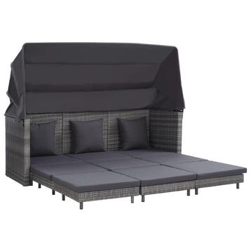 vidaXL Slaapbank met luifel 3-zits verlengbaar poly rattan, Verzenden, Nieuw