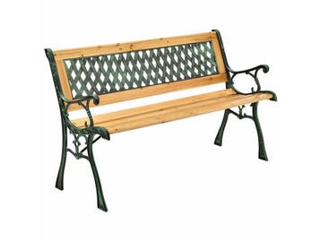 Veiling - 2 Zits tuinbank - Pisa diamantmotief - Espenhout g, Tuin en Terras, Nieuw