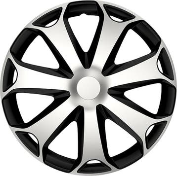 Carpoint Wieldoppenset Mega 15 Inch Zwart/zilver 4 Stuks, Verzenden, Zo goed als nieuw