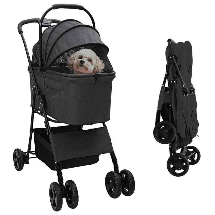 vidaXL Opvouwbare Huisdier Kinderwagen Zwart 81 x 47 x 99 cm, Animaux & Accessoires, Autres accessoires pour animaux, Envoi