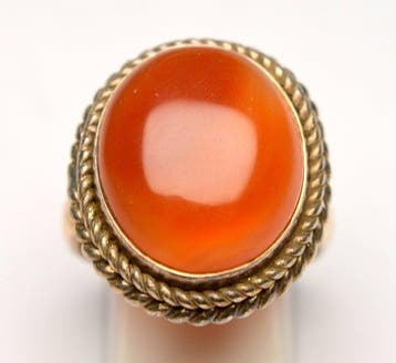 925 zilver - vuuroranje carneool - Ring