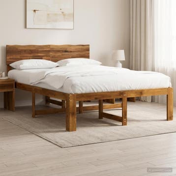 vidaXL Tweepersoonsbed met hoofdbord ROSTOCK Naturel 160 x, Verzenden