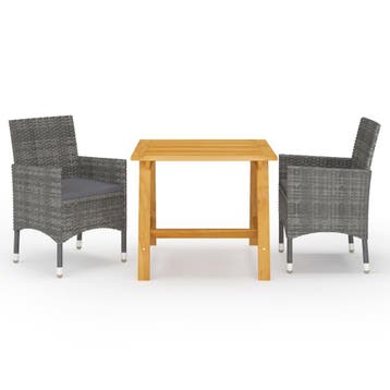 vidaXL 3-delige Tuinset grijs, Verzenden, Nieuw, Tuinset