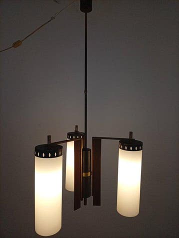 Lampe à suspendre - Opaline, Teck - Trois points lumineux