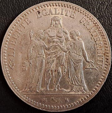 France. 5 Francs 1873-A Hercule (Sans prix de réserve), Postzegels en Munten