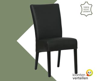 Leren eetkamerstoel Just - Hermes Nero (zwart) - Poten hout, Bohemian, Eigentijds, Klassiek, Retro, Romantisch, Scandinavisch