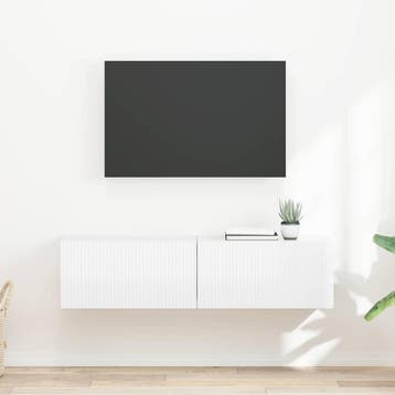 vidaXL TV Wandkast 2 st Glanzend Wit Bewerkt hout, Verzenden, Nieuw
