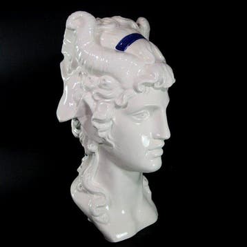 sculptuur, TESTA DI UOMO E BUCRANIO - 48 cm - Keramiek