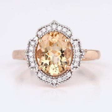 Ring - 14 karaat Roségoud - 1.99ct. tw. Morganiet - Diamant, Nieuw