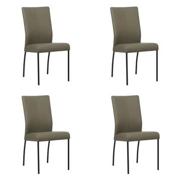 Set van 4 Leren eetkamerstoelen Comfort - Toledo Smog, Ophalen of Verzenden