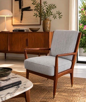 Fauteuil - Hout - Moderne stijl uit het midden van de eeuw, Antiquités & Art