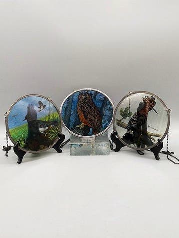 Wanddecoratie - Decoratieve set glasbeelden –