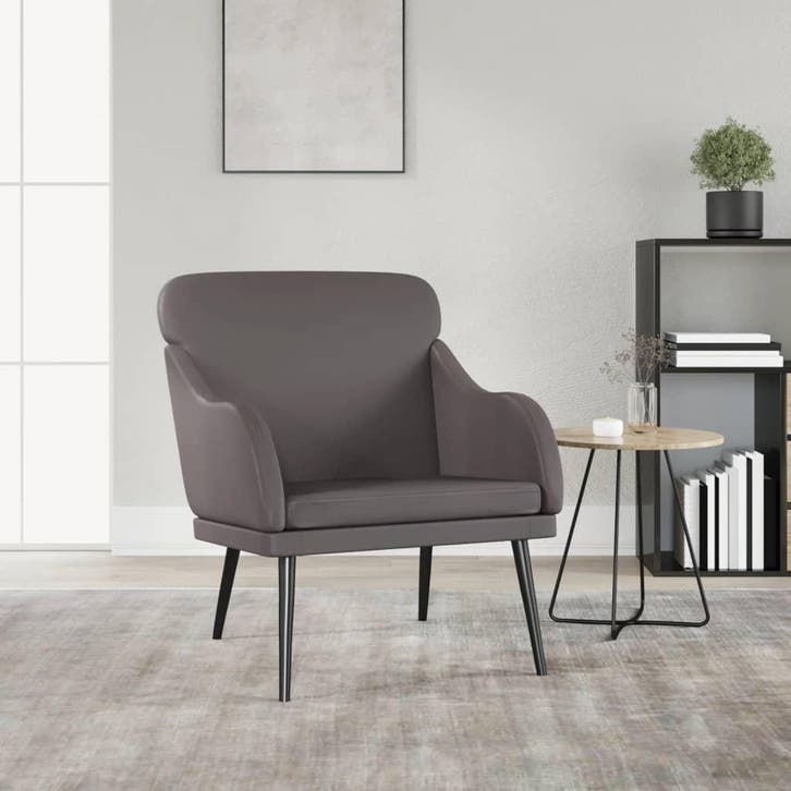 vidaXL Fauteuil 63x76x80 cm kunstleer grijs, Huis en Inrichting, Fauteuils, Nieuw, Verzenden