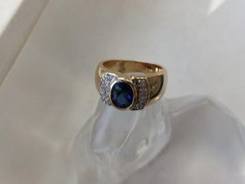 Zilver, Sapphire - Ring - Art Deco-stijl