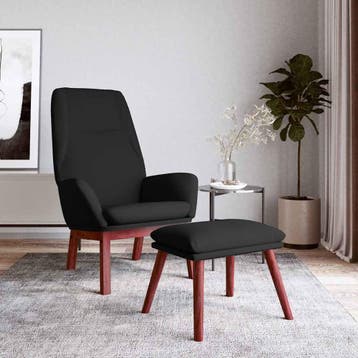 vidaXL Relaxstoel met voetenbank stof zwart, Verzenden, Nieuw