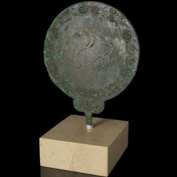 Etruscan Miroir à main avec Sphinx, grand format