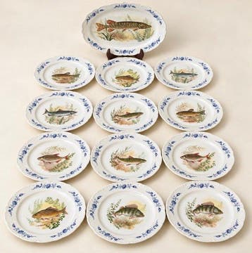 Service de table pour 12 (13) - Porcelaine - Poisson, Antiquités & Art
