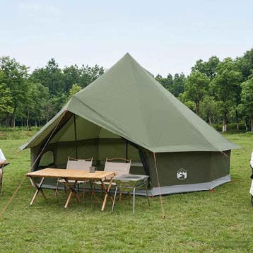 vidaXL Tipi Tent 10-persoons Leger Groen Polyester en Staal, Caravans en Kamperen, Verzenden, Nieuw
