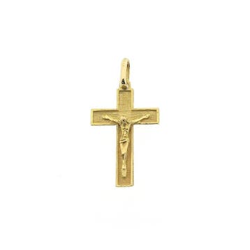 Gouden hanger van een kruis met corpus (Hanger of bedel), Ophalen of Verzenden