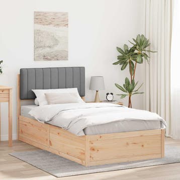 vidaXL Bedframe met Gevoerde Hoofdbord Lichtgrijs 100 x 200, Huis en Inrichting, Verzenden, Nieuw