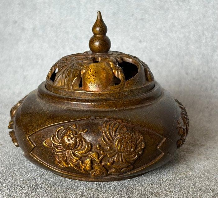 Brûleur dencens - Bronze - Fleurs, calebasse, Antiquités & Art, Antiquités | Autres Antiquités