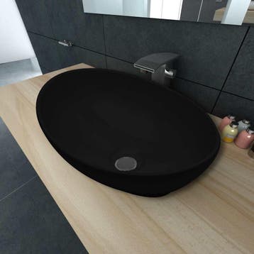 vidaXL Luxe wastafel ovaal 40x33 cm keramiek zwart, Bricolage & Construction, Sanitaire, Verzenden