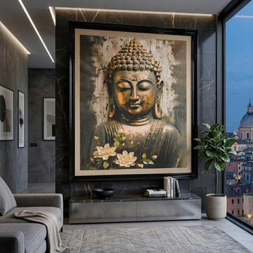 Panneau - AA204 - Panneau en tissu décoratif « Bouddha doré