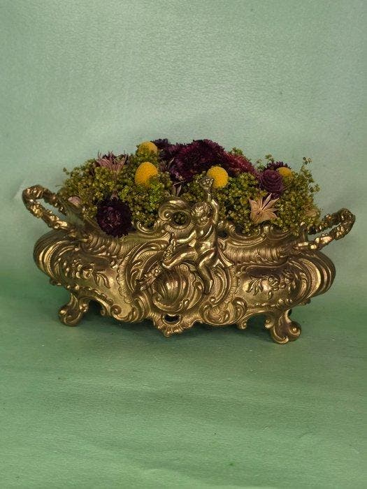 Vaas - Messing - Rococo Stijl Centerpiece, Antiek en Kunst, Curiosa en Brocante